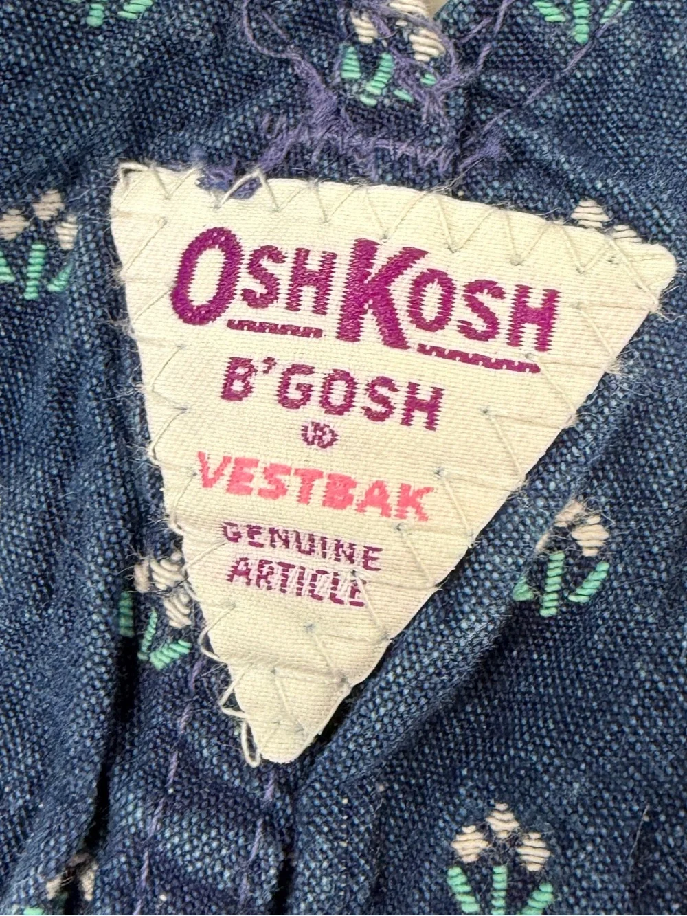 VTG Oshkosh B’Gosh‎ Vestbak Skirtall All Over Floral Denim 24M AOP Overall Dress